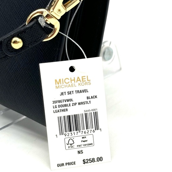 Michael Kors Large Double Zip Wallet Black/Gold - Picture 7 of 7